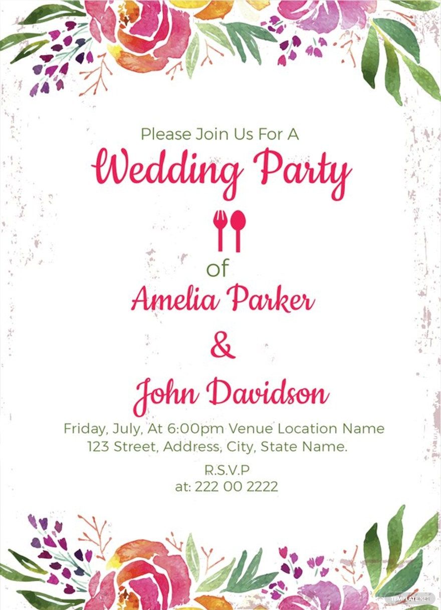 Wedding Party Invitation Template