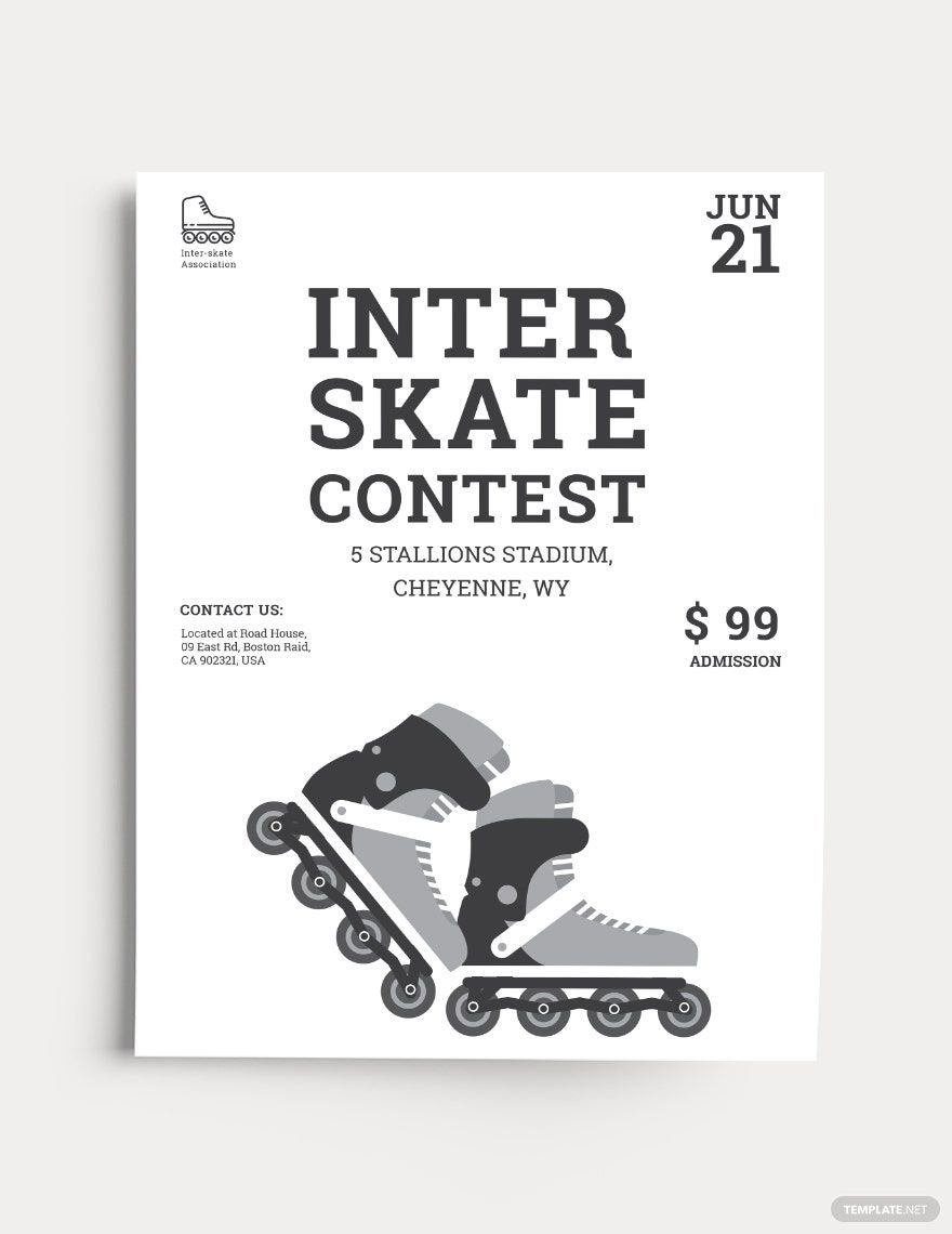 Skating Competition Flyer Template in Word, Google Docs, Illustrator, PSD, Apple Pages, Publisher, InDesign