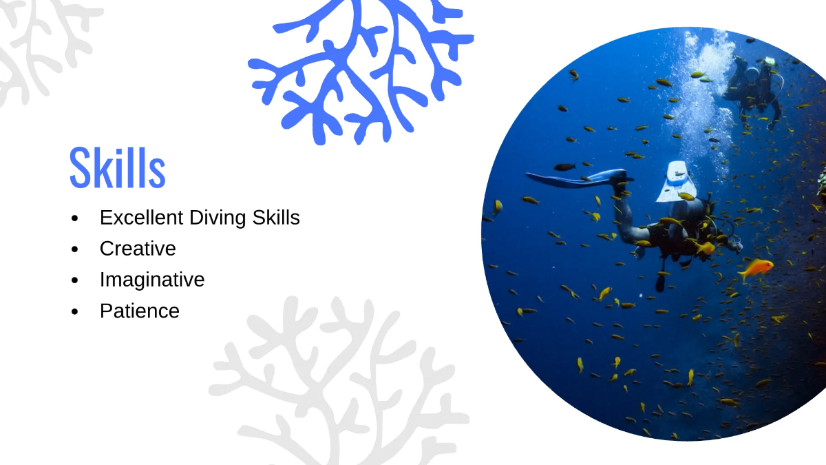 Free Diving Photographer Portfolio Presentation Template to Edit Online