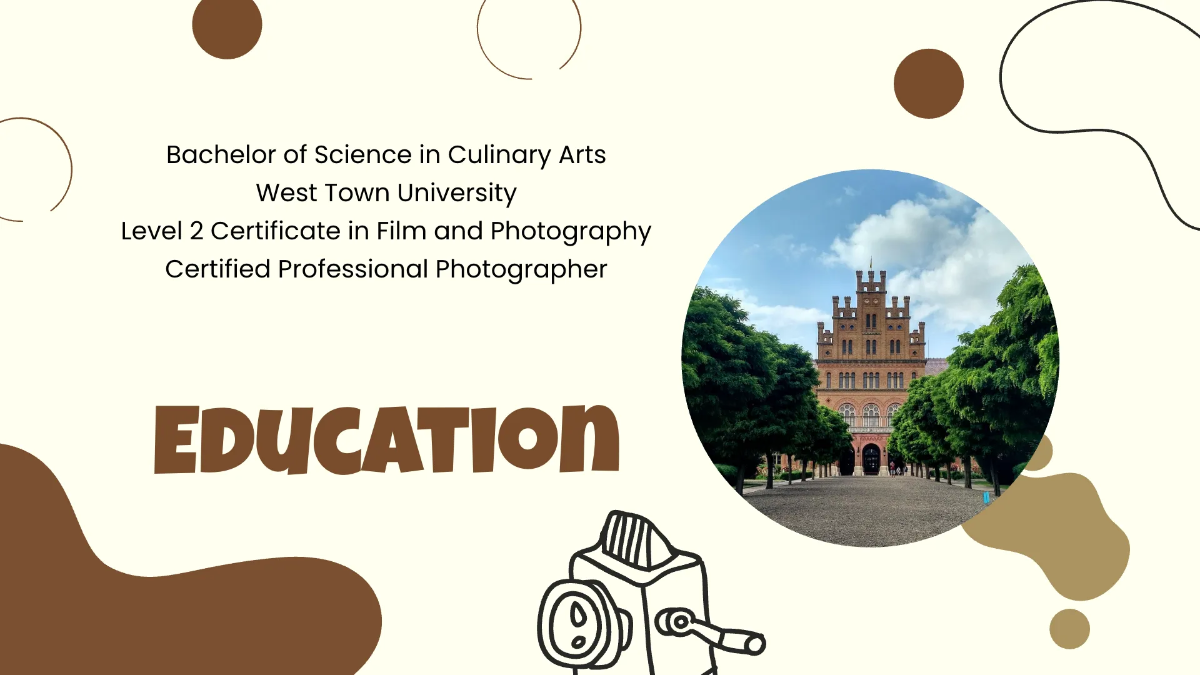 Free Food Photographer Portfolio Presentation Template to Edit Online