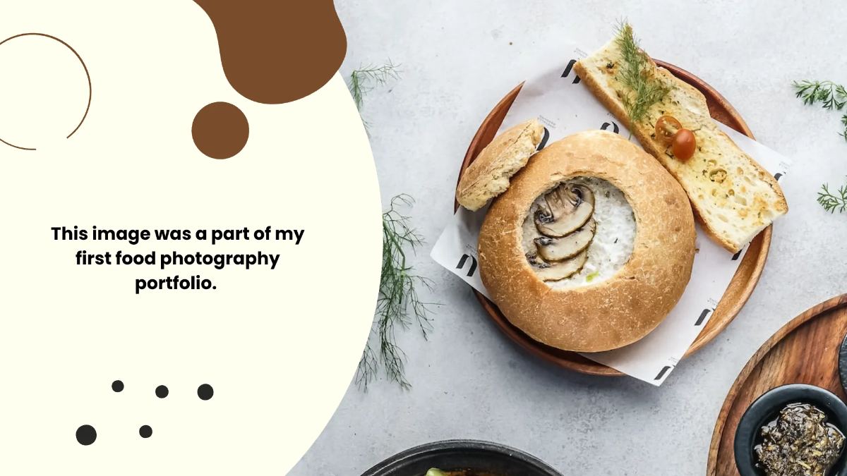 Free Food Photographer Portfolio Presentation Template to Edit Online