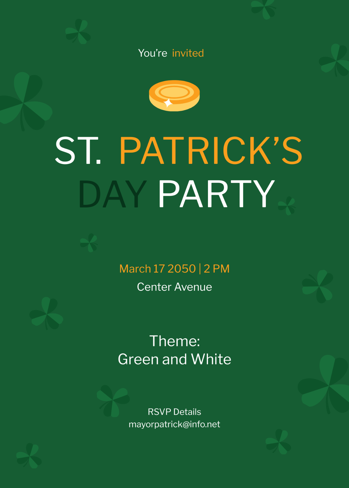 St Patrick's Day Party Invitation Template
