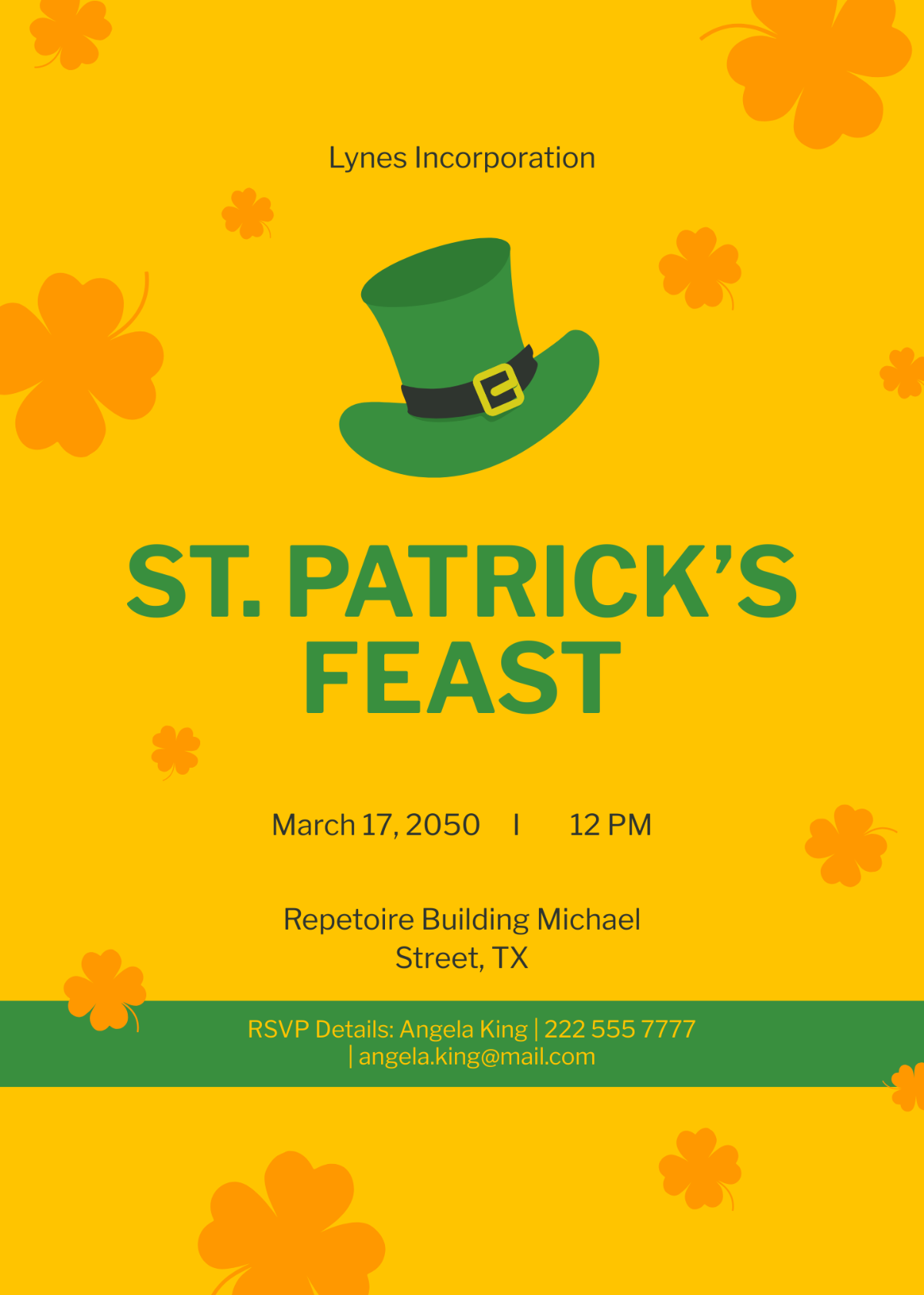 st patrick s day dinner invite templet