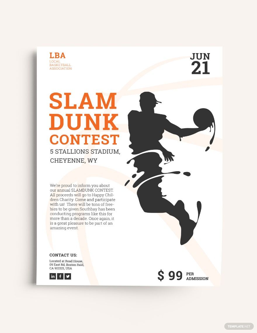 Slam Dunk Flyer Template in Word, Google Docs, Illustrator, PSD, Apple Pages, Publisher, InDesign