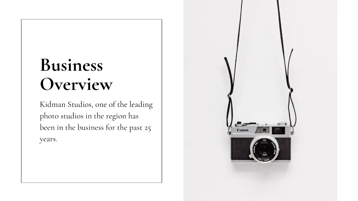 Free Minimal Photo Studio Presentation Template to Edit Online