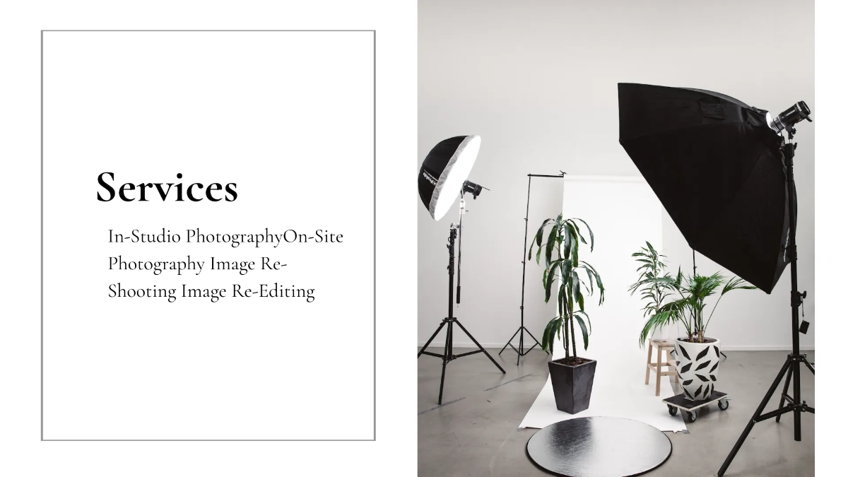 Free Minimal Photo Studio Presentation Template to Edit Online
