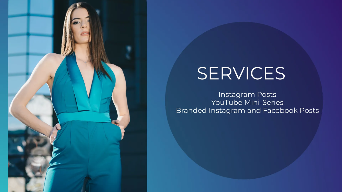 Free Fashion Influencer Portfolio Presentation Template to Edit Online