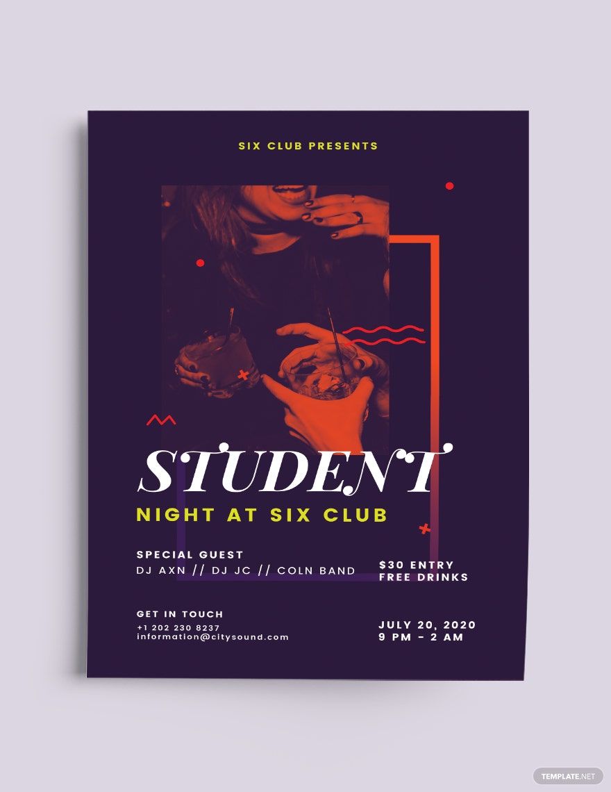 Free Student Night Flyer Template in Word, Google Docs, Illustrator, PSD, Apple Pages, Publisher, InDesign