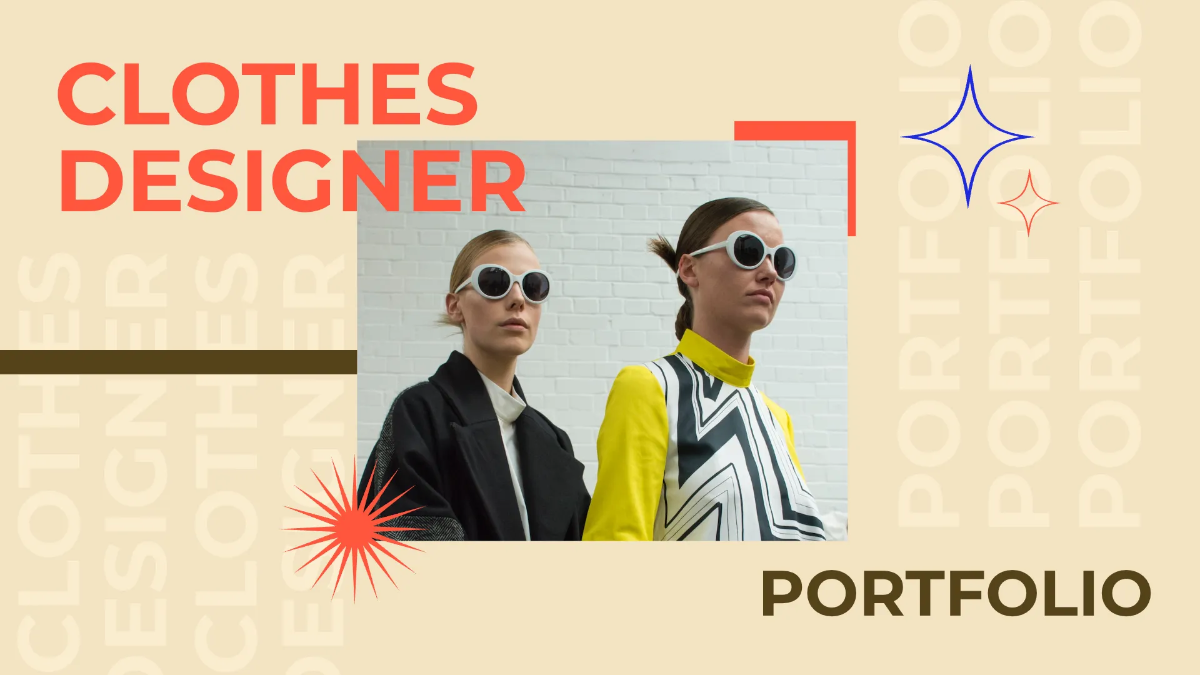 Free Clothes Designer Portfolio Presentation Template to Edit Online