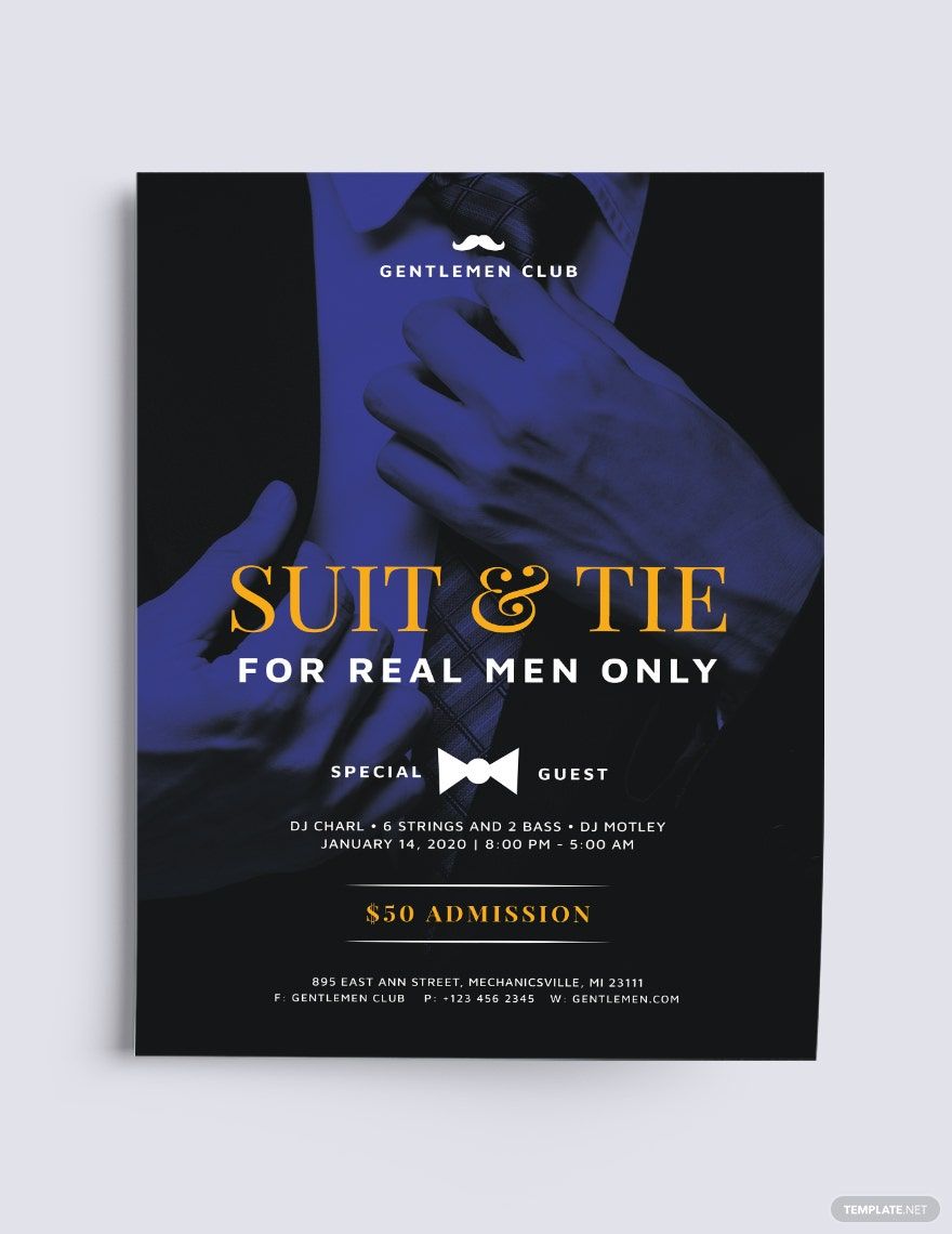 Suit and Tie Flyer Template in Word, Google Docs, Illustrator, PSD, Apple Pages, Publisher, InDesign