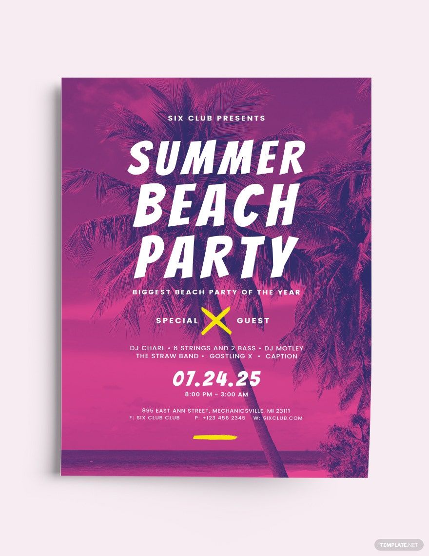 Summer Beach Flyer Template in Word, Illustrator, PSD, Apple Pages, Publisher, InDesign