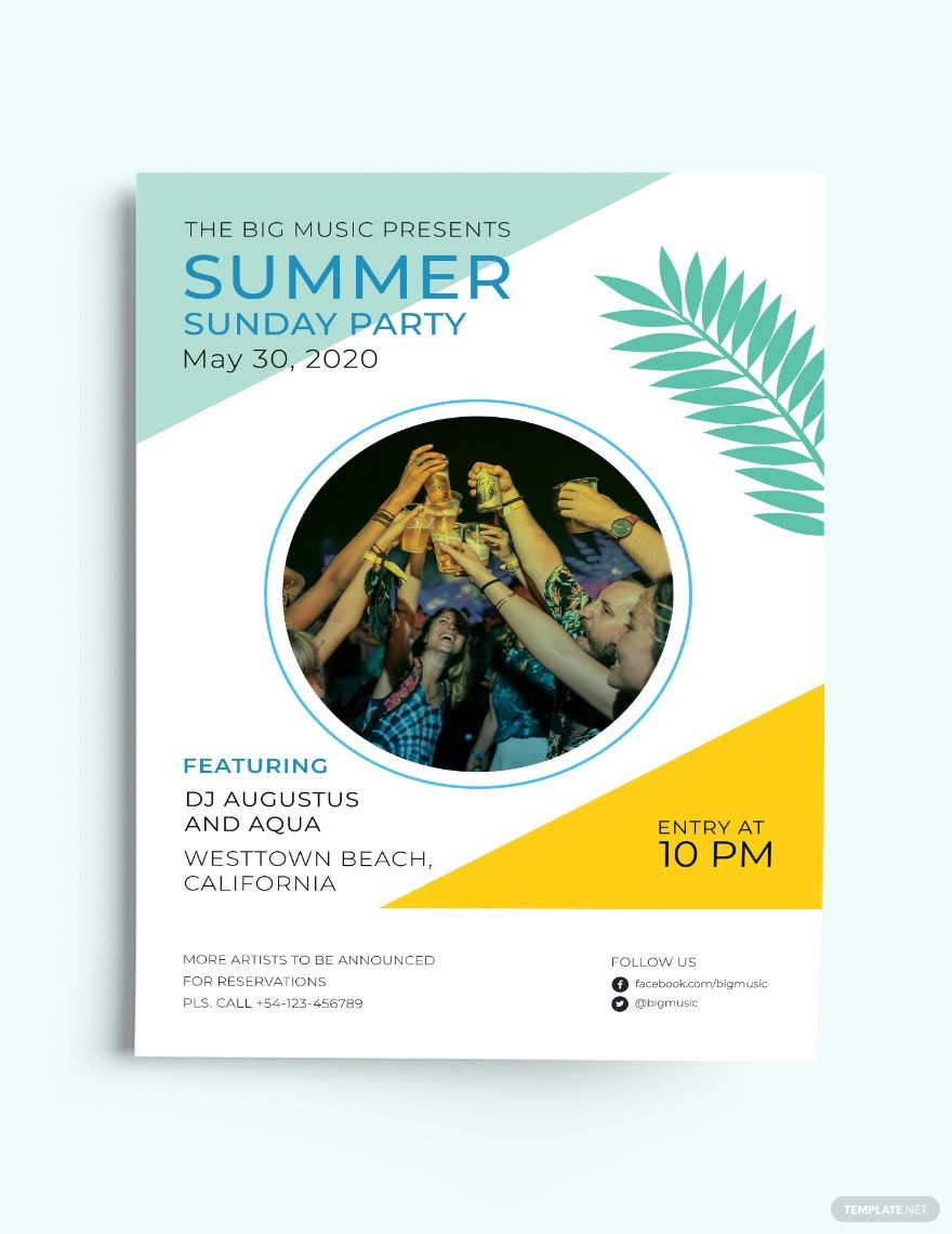 Free Summer Sunday Party Flyer Template