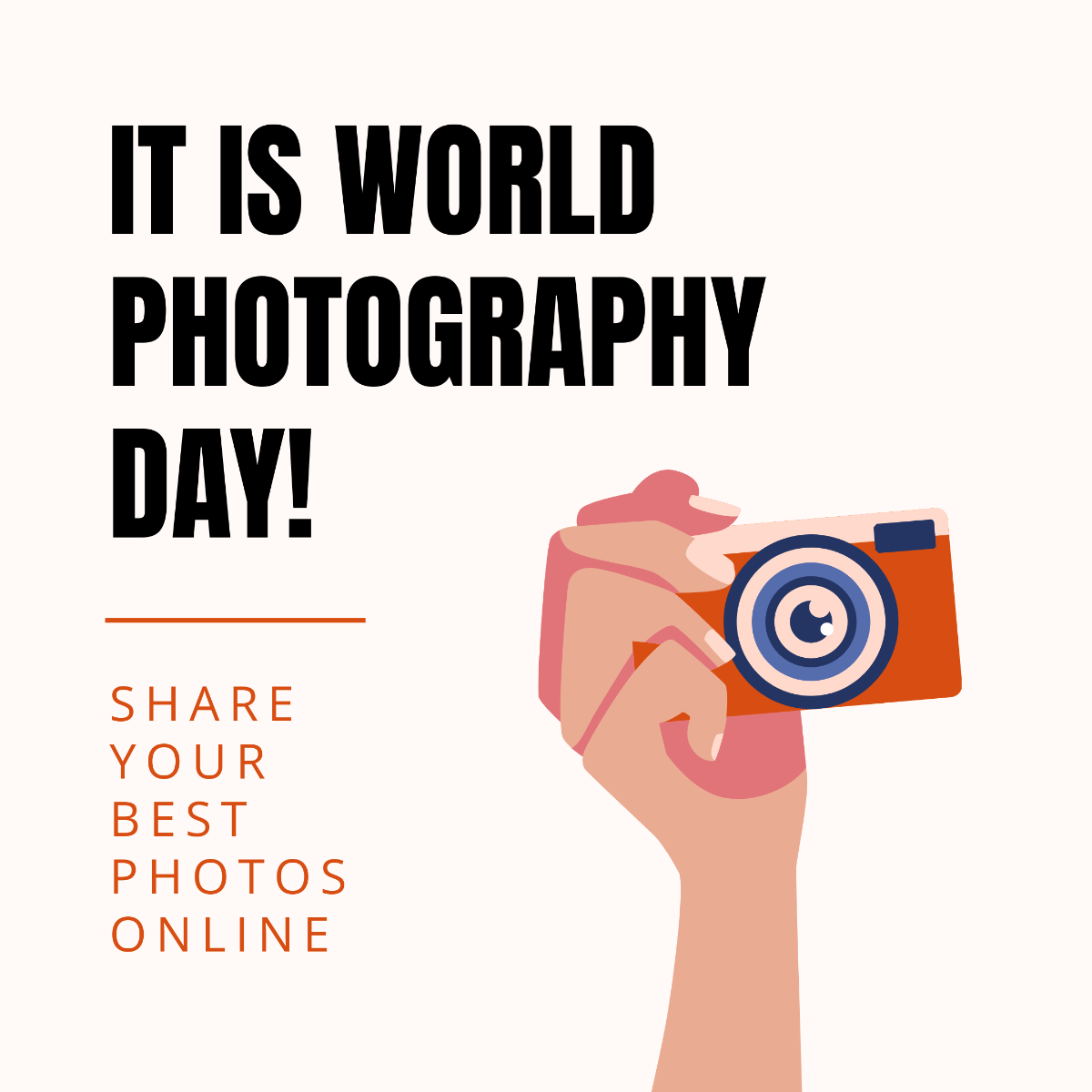 World Photography Day Greeting Card Vector Template