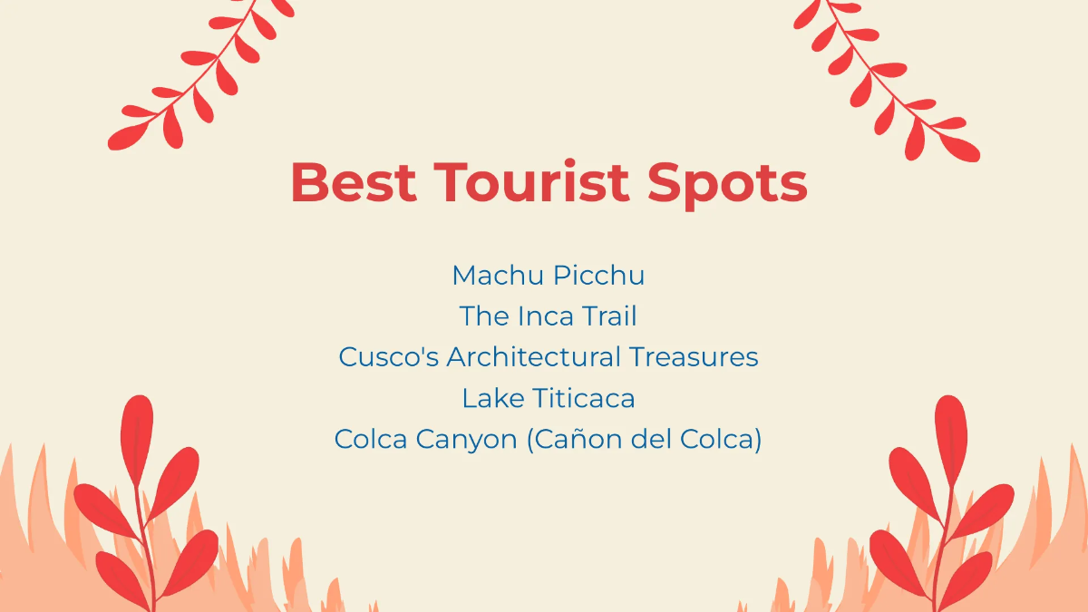 Free Peru Tour Recommendations Presentation Template to Edit Online