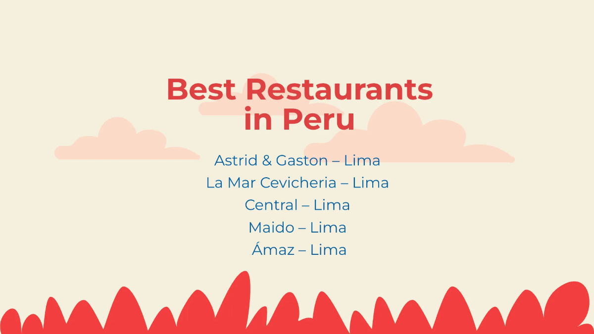 Free Peru Tour Recommendations Presentation Template to Edit Online