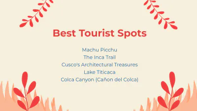 Free Peru Tour Recommendations Presentation Template to Edit Online