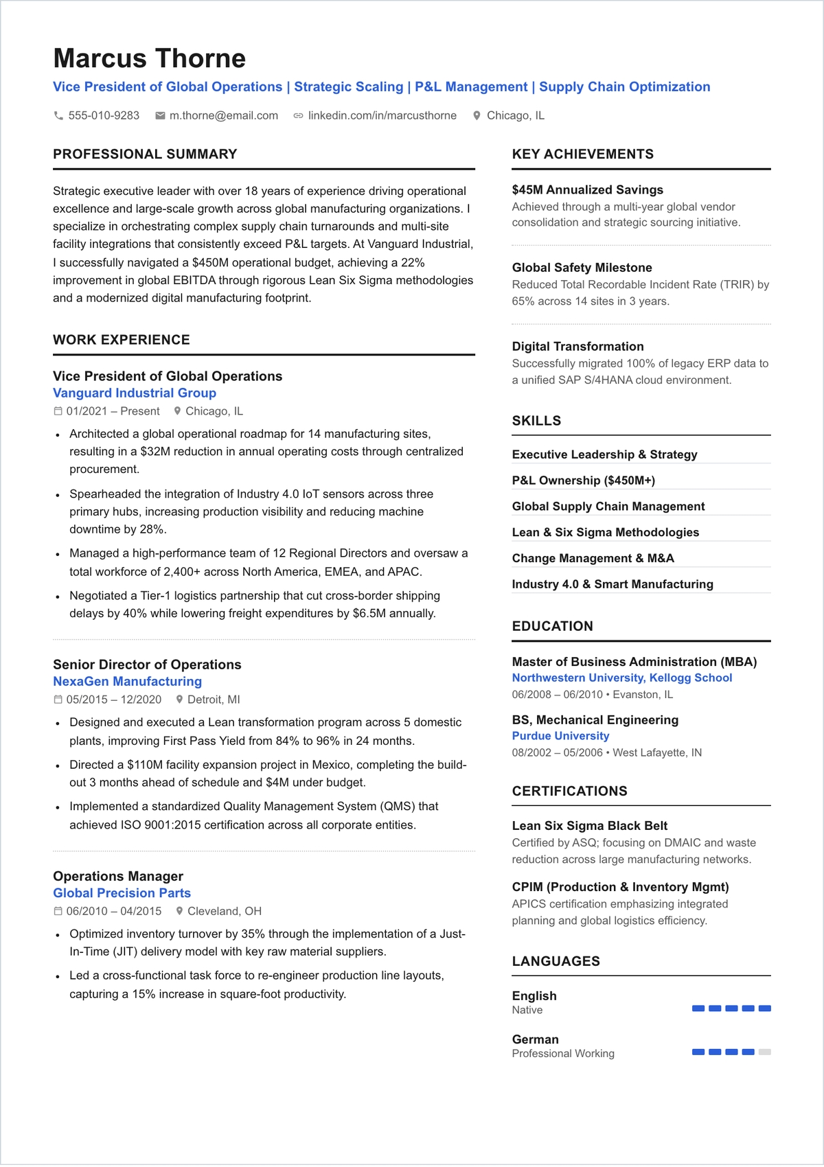 Free Vice President ATS Resume Template, AI Resume Builder Free Vice President ATS Resume Template, AI Resume Builder