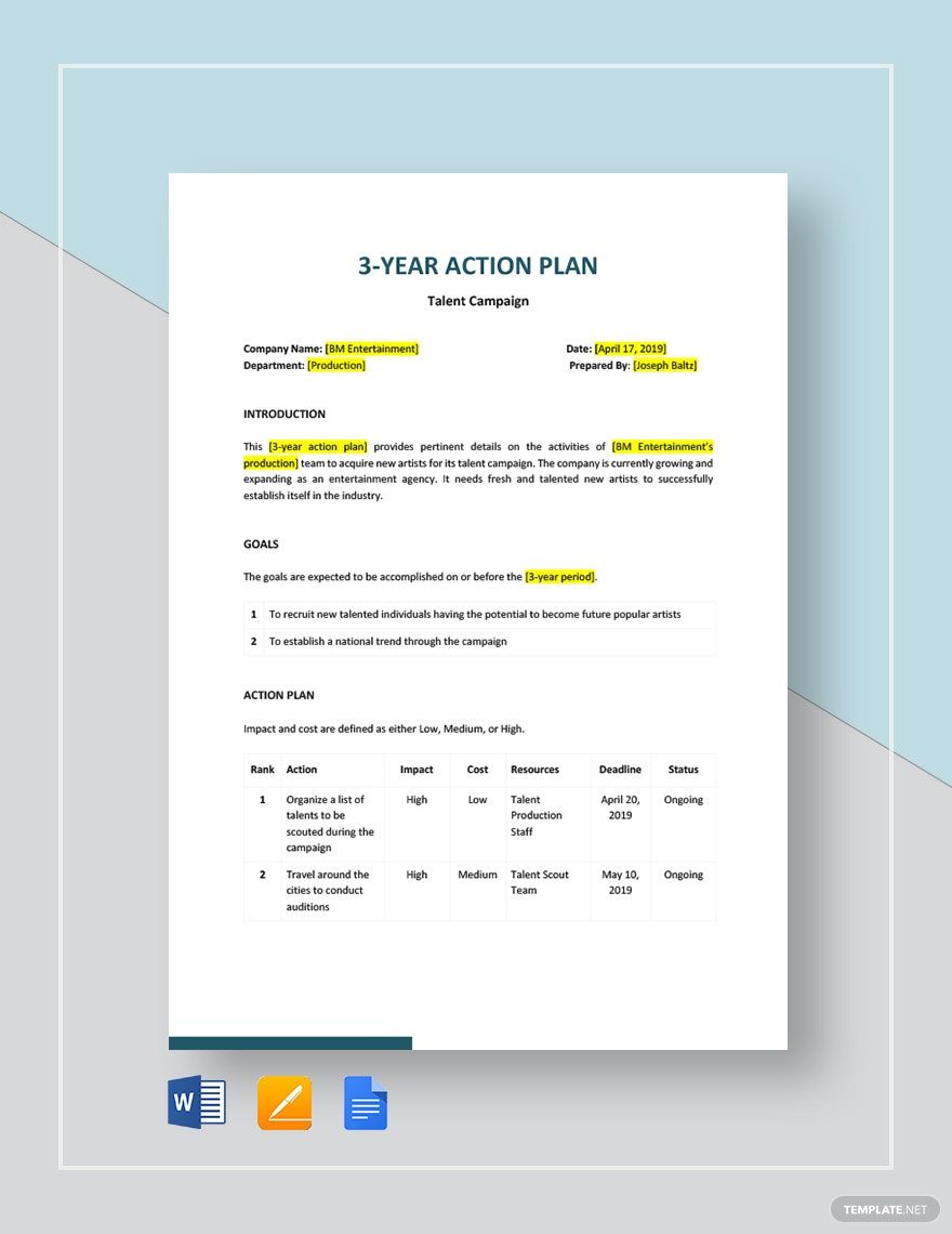 3-Year Action Plan Template