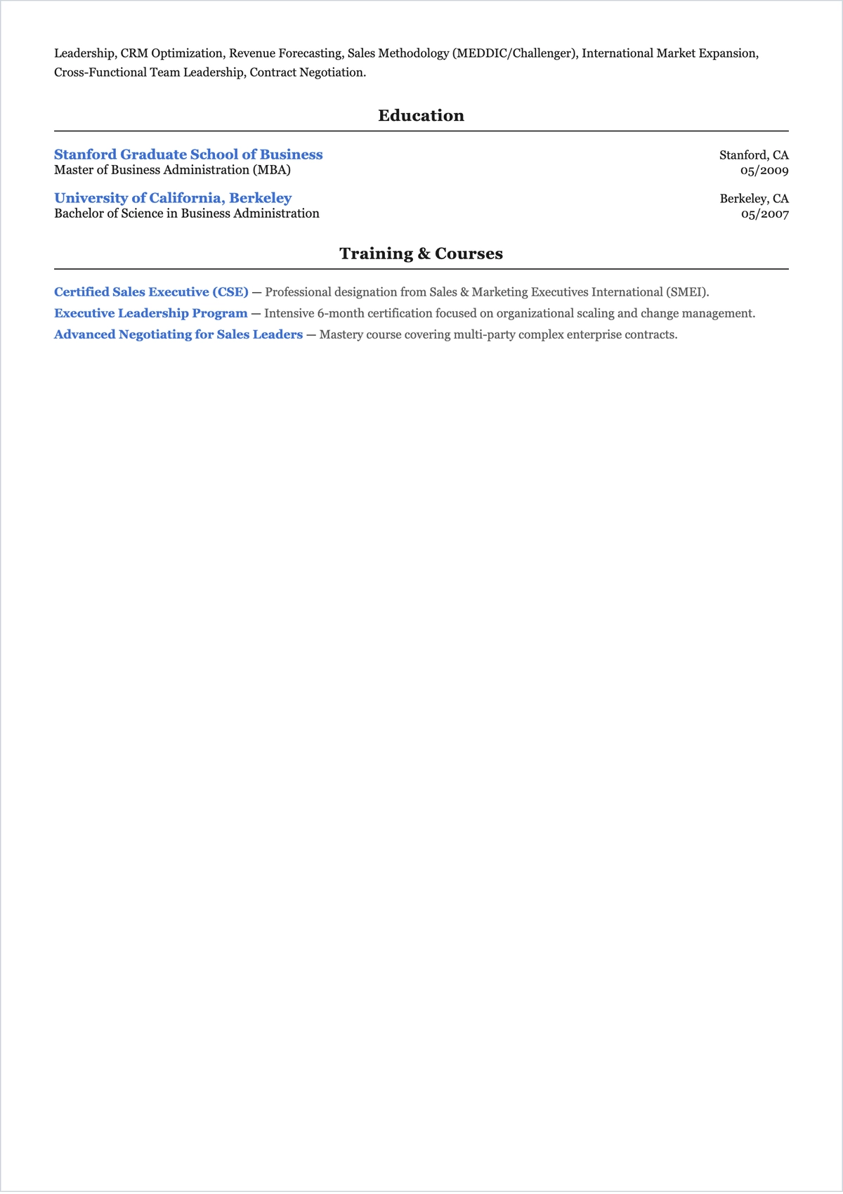 Free Vice President Of Sales ATS Resume Template, AI Resume Builder