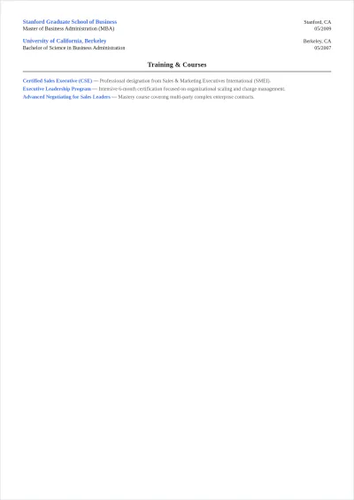 Free Vice President Of Sales ATS Resume Template, AI Resume Builder