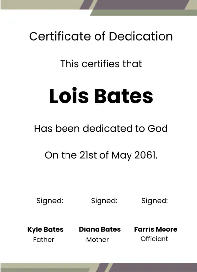 Free Child Dedication Certificate Template to Edit Online