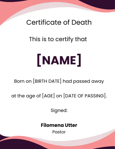 Free Blank Death Certificate Template to Edit Online