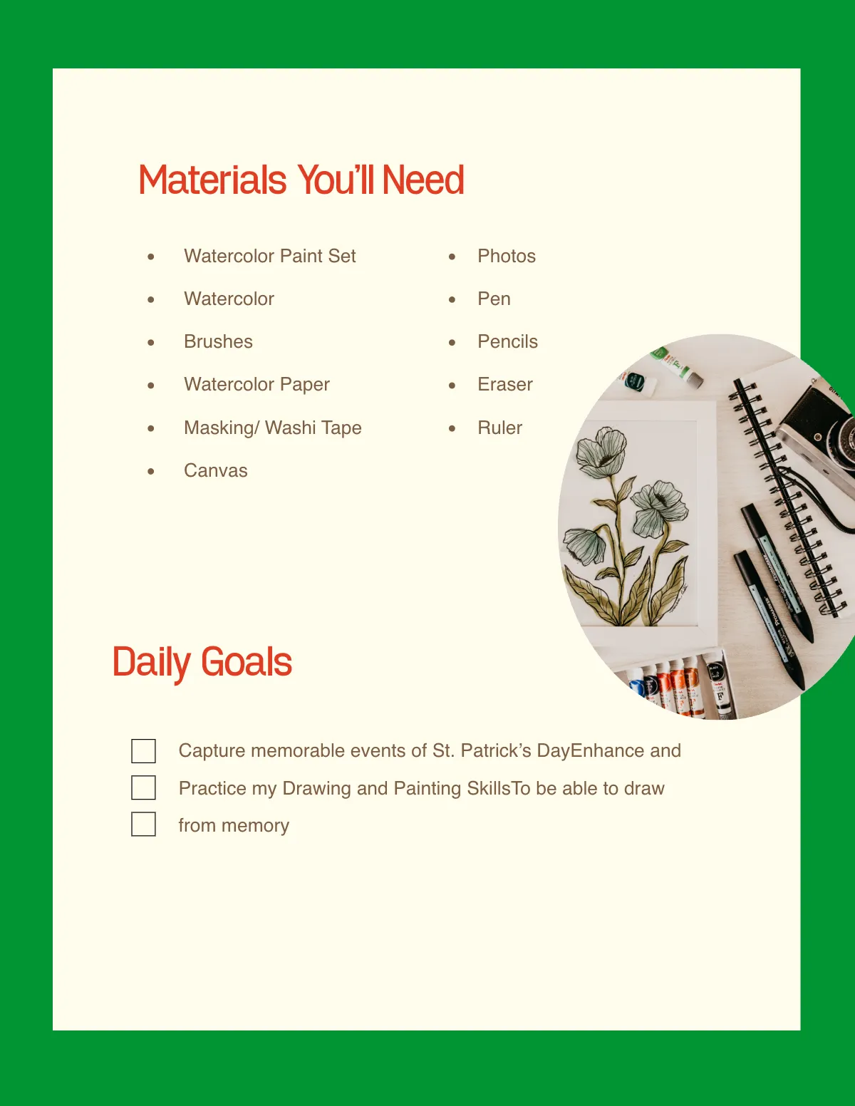 Free St. Patrick's Day Workbook Template to Edit Online