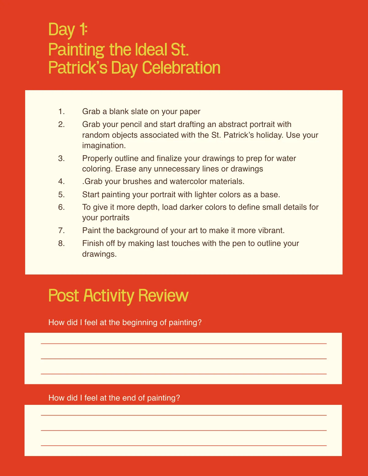 Free St. Patrick's Day Workbook Template to Edit Online