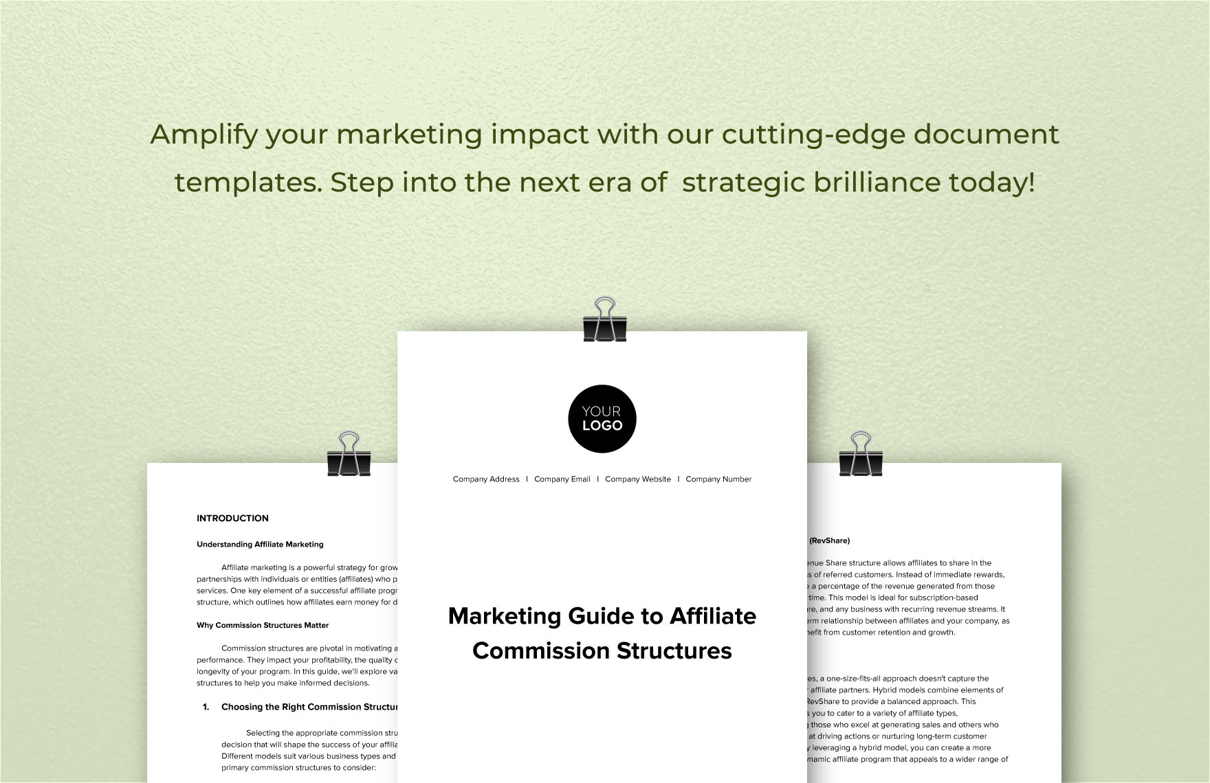 Marketing Guide to Affiliate Commission Structures Template