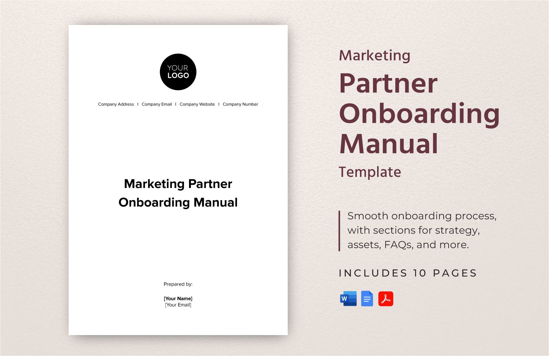 Marketing Partner Onboarding Manual Template in Word, Google Docs, PDF