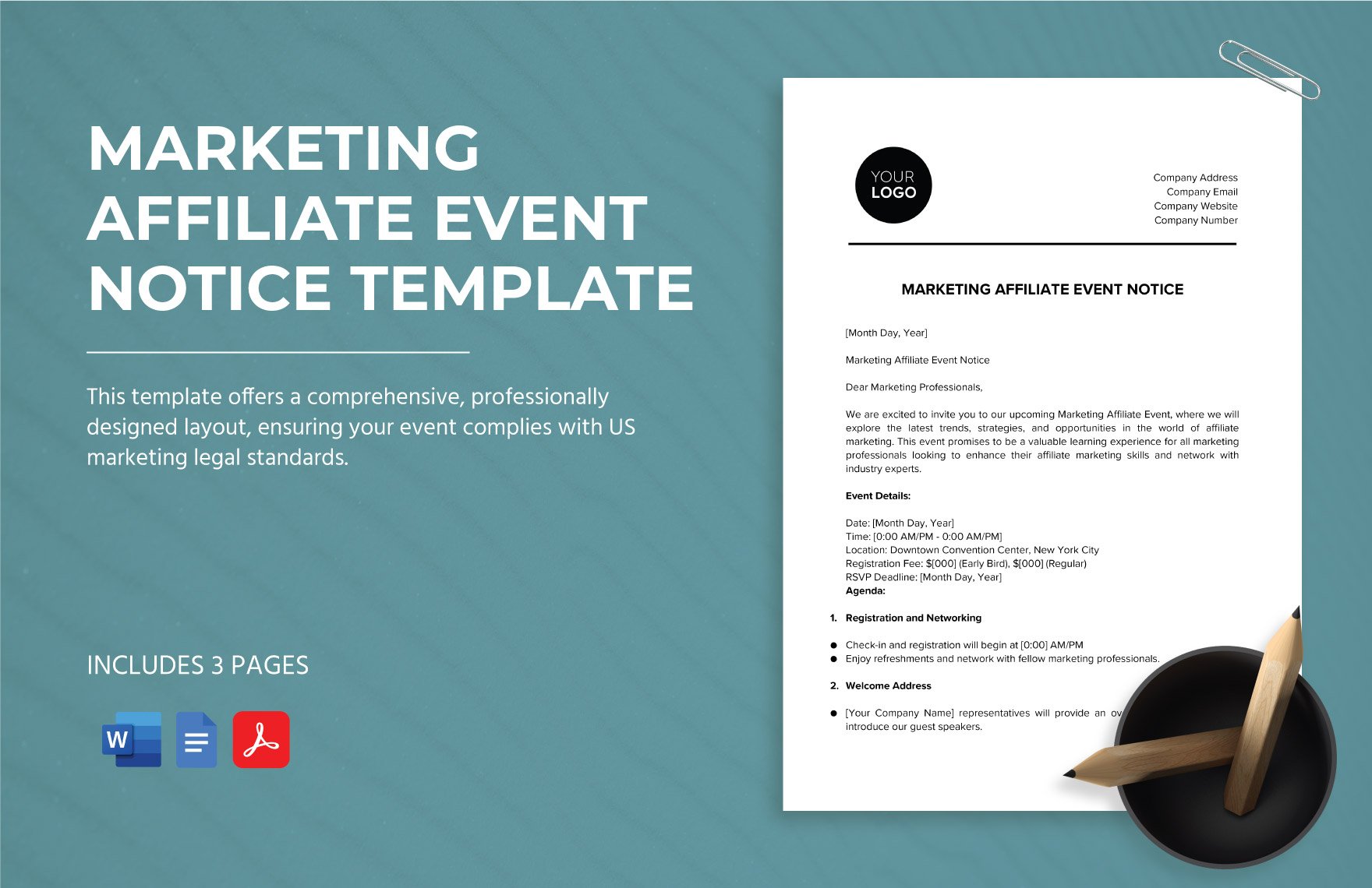 Marketing Affiliate Event Notice Template in Word, Google Docs, PDF