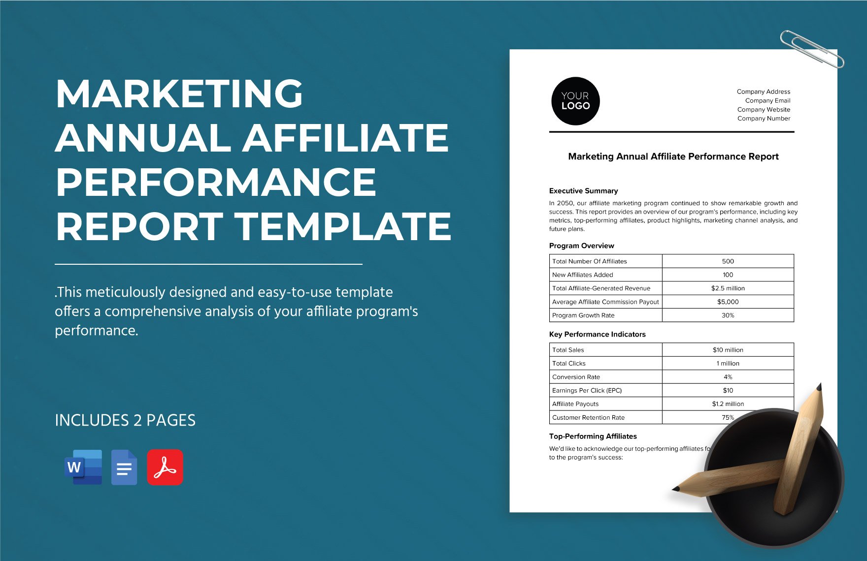 Marketing Annual Affiliate Performance Report Template