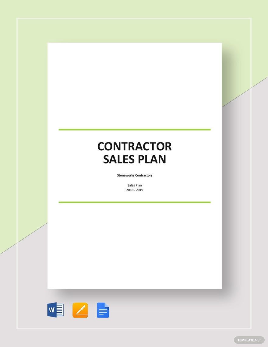Contractor Sales Plan Template in Word, Google Docs, Apple Pages