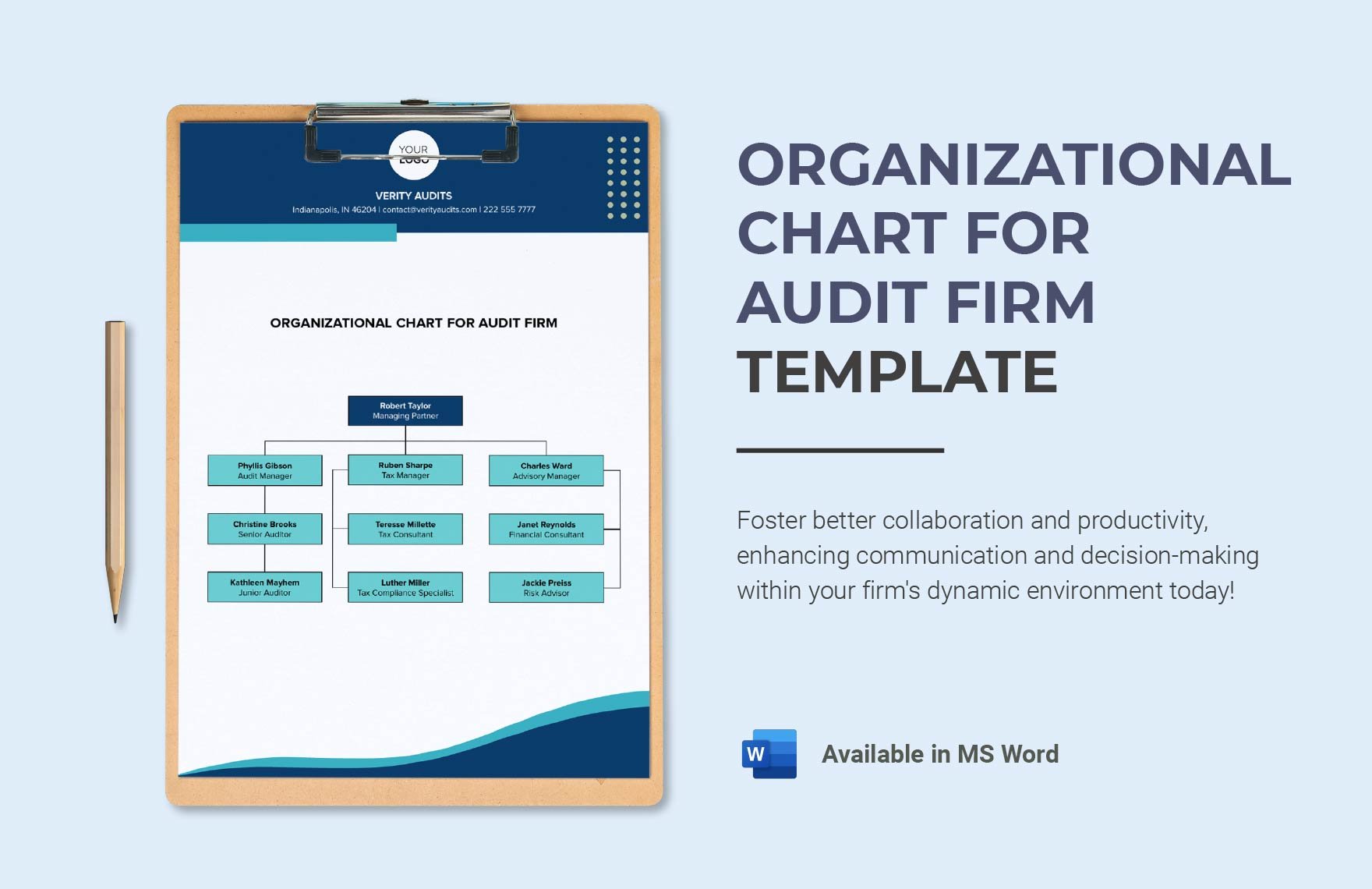 Organizational Chart for Audit Firm Template
