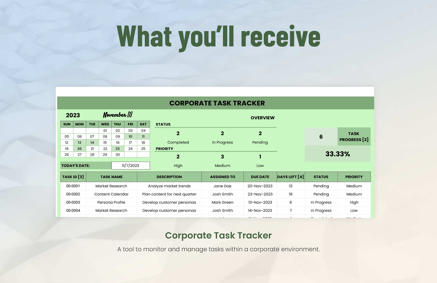 Corporate Task Tracker Template
