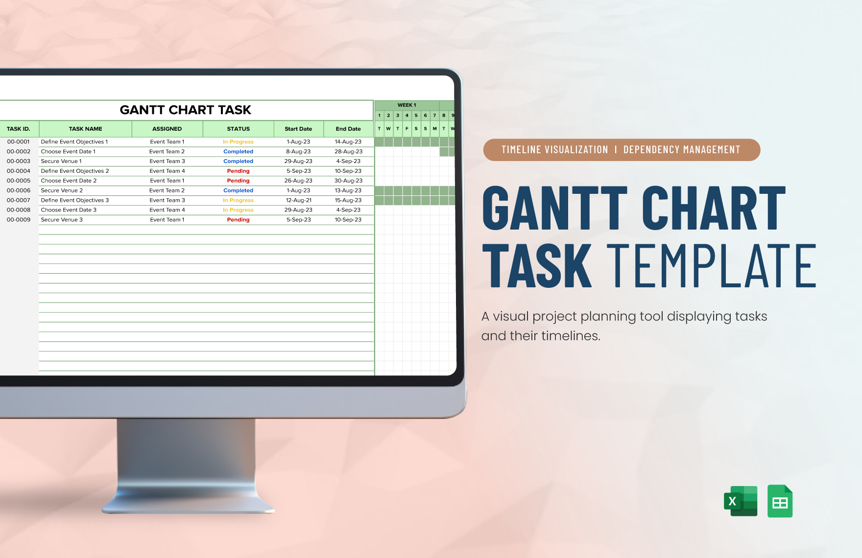 Example Dissertation Gantt Chart Template in Excel Download