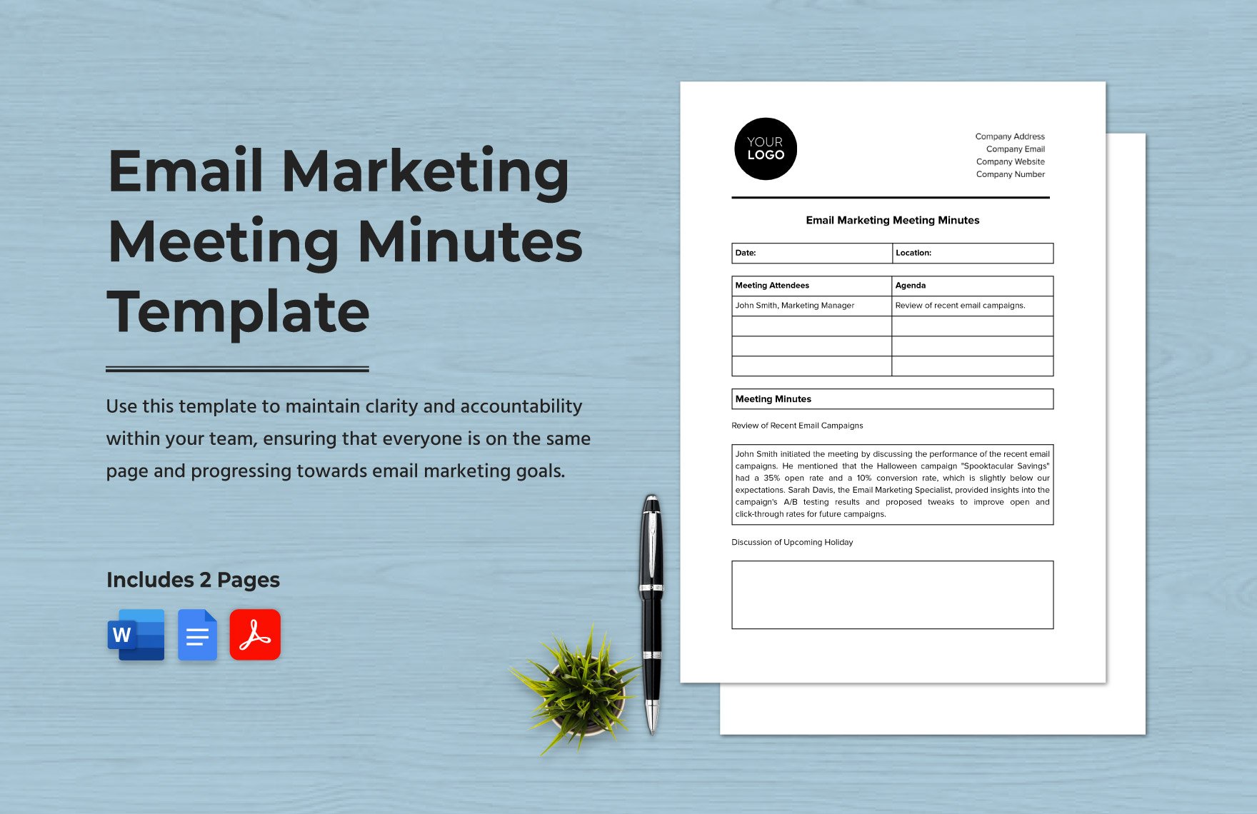 Email Marketing Meeting Minutes Template