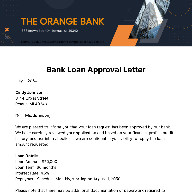 Bank Loan Approval Letter Template