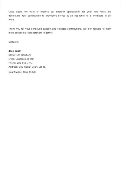 Free Company Appreciation Letter Template to Edit Online