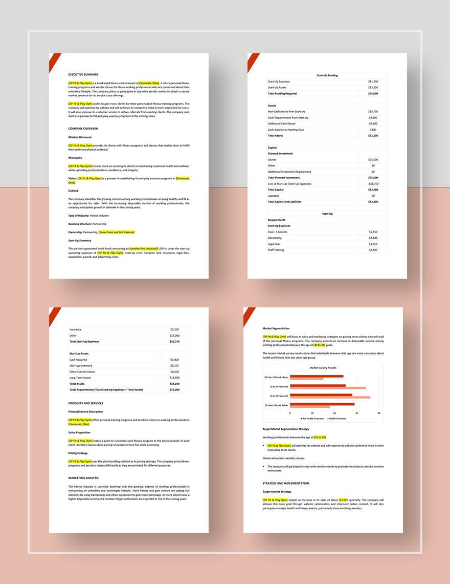 Gym Membership Sales Plan Template