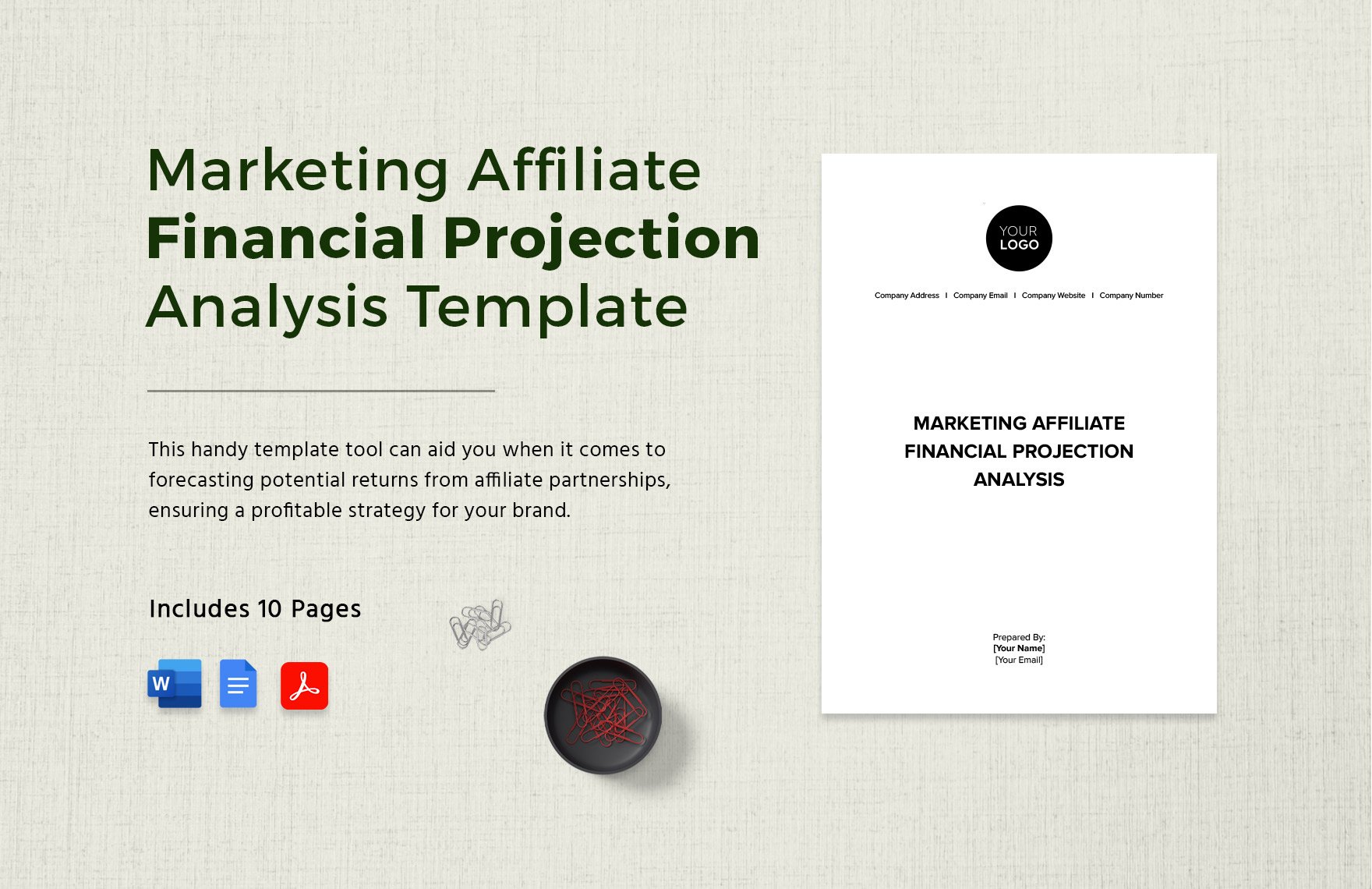 Marketing Affiliate Financial Projection Analysis Template