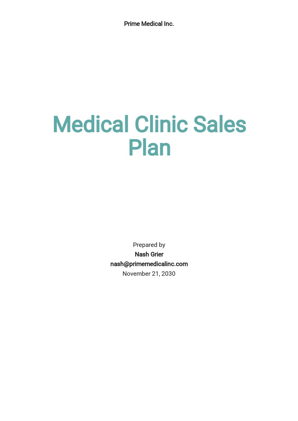 medical sales business plan template