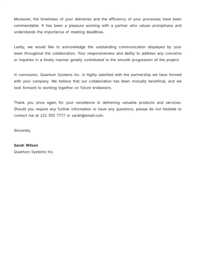 Free Company Feedback Letter Template to Edit Online