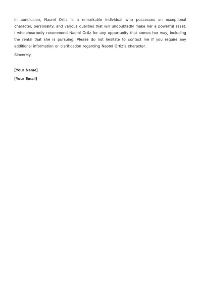 Free Character Letter For Rental Template to Edit Online