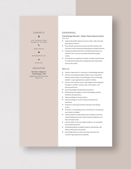 microsoft word esthetician resume template