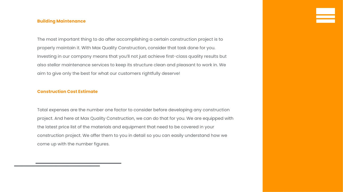 Free Creative Construction Presentation Template to Edit Online