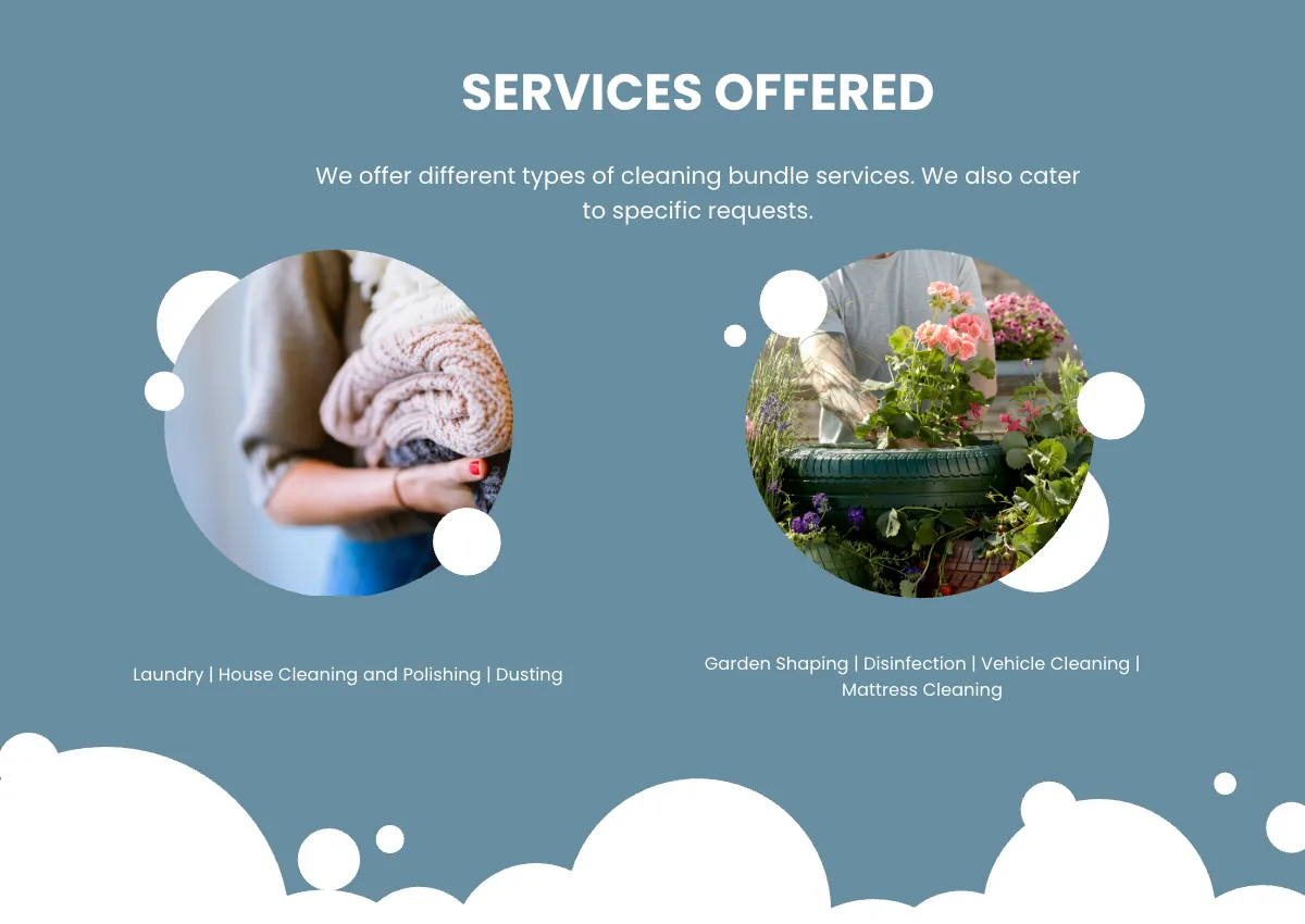 Free Cleaning Services Company Profile Template to Edit Online