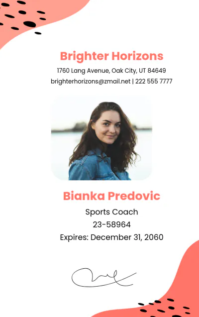 Free Teacher ID Card Format Template to Edit Online