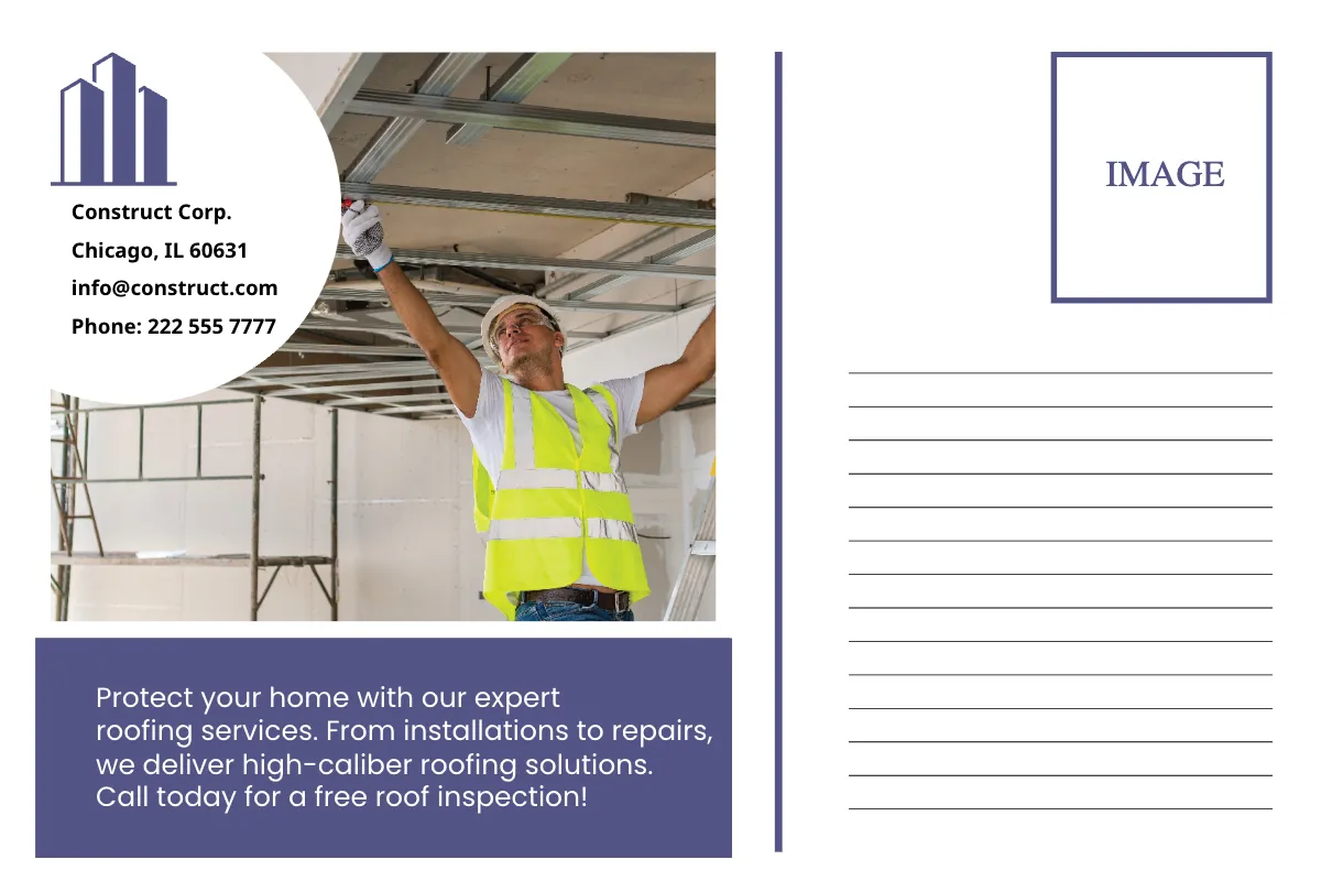 Free Roofing Contractor Postcard Template to Edit Online