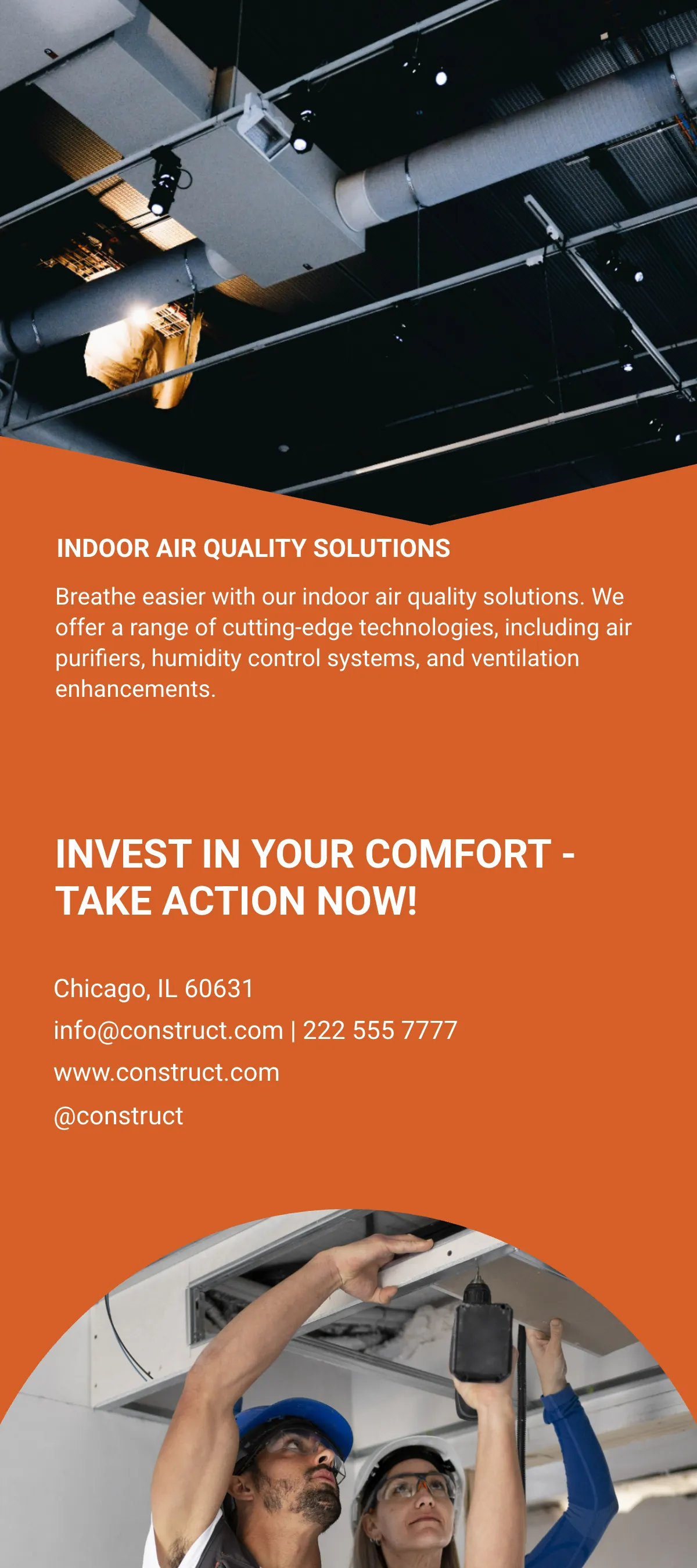 Free HVAC Construction Rack Card Template to Edit Online